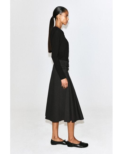 COS Black Twist-Detail Jersey Midi Skirt
