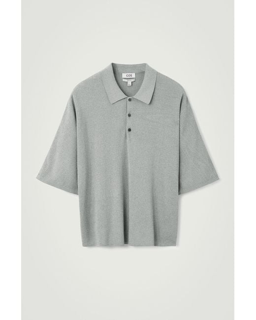 COS Gray Oversized Ribbed-knit Polo Shirt for men