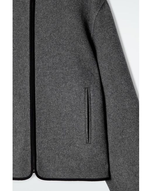 COS Gray Hooded Double-faced Wool Jacket
