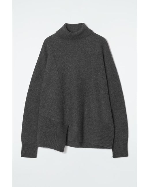 COS Black Asymmetric Merino Wool Sweater