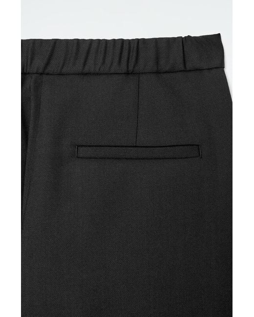COS Black Wool-Blend Wide-Leg Trousers
