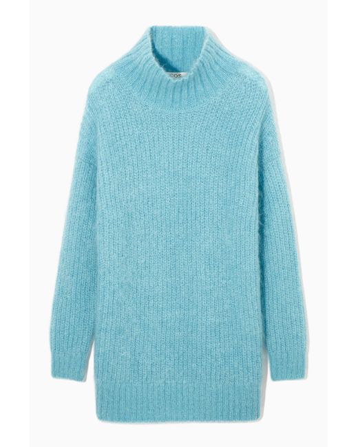 COS Blue Funnel-neck Mohair Tunic