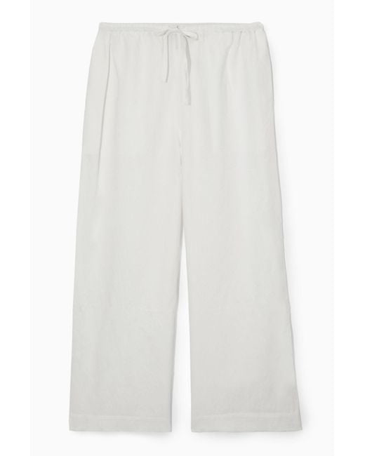 COS White Wide-leg Linen Drawstring Pants