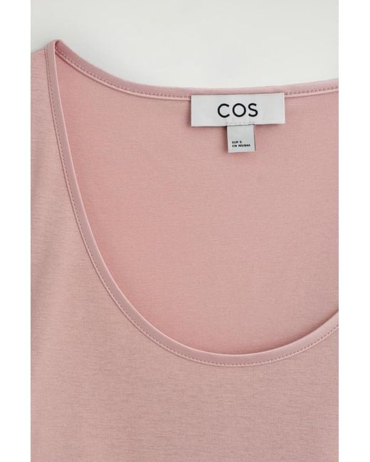 COS Pink Satin-Trimmed Cotton Jersey Long-Sleeved Top