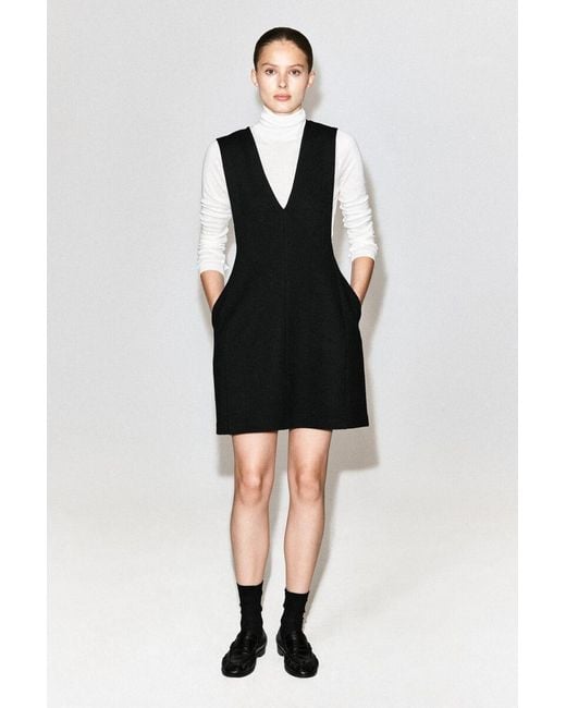 COS Black Boiled Wool-Blend Mini Pinafore Dress