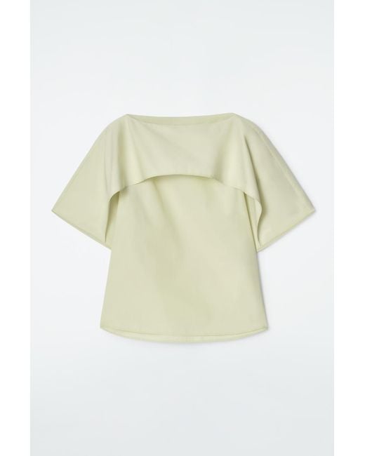 COS White Draped Cotton Top