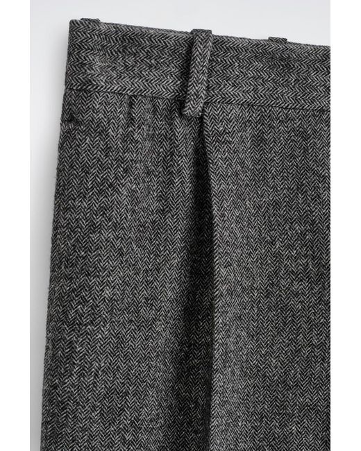 COS Gray Wool-Herringbone Regular-Fit Straight-Leg Trousers for men