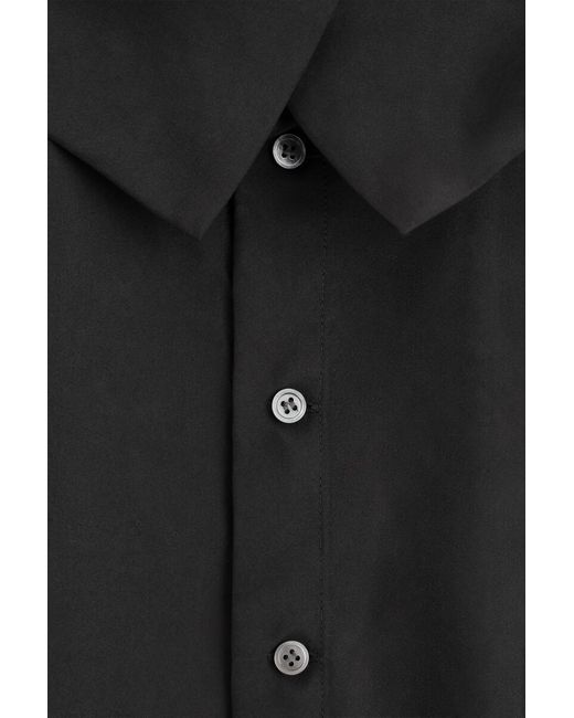 COS Black Washed-Silk Funnel-Neck Top