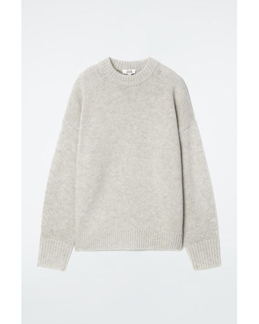 COS White Chunky Wool Crew-neck Sweater