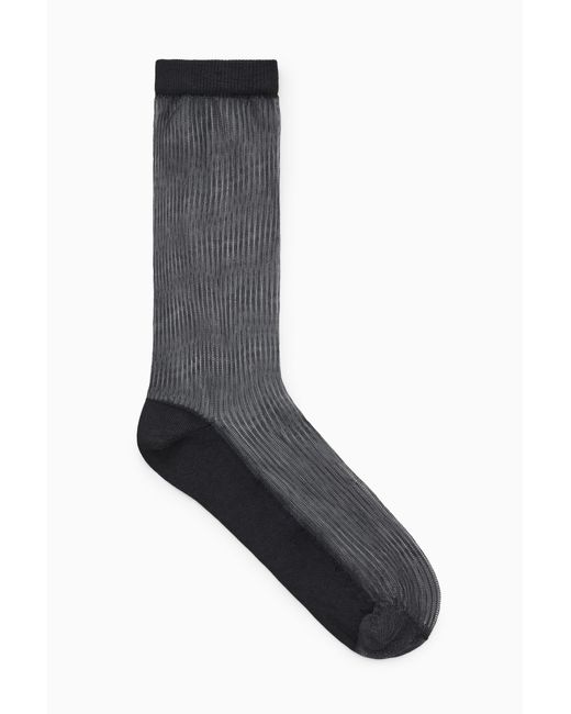 COS Black Sheer Ribbed Socks