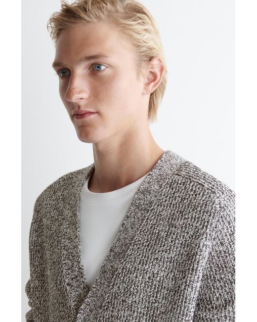 COS Gray Flecked V-Neck Zip-Up Cardigan for men