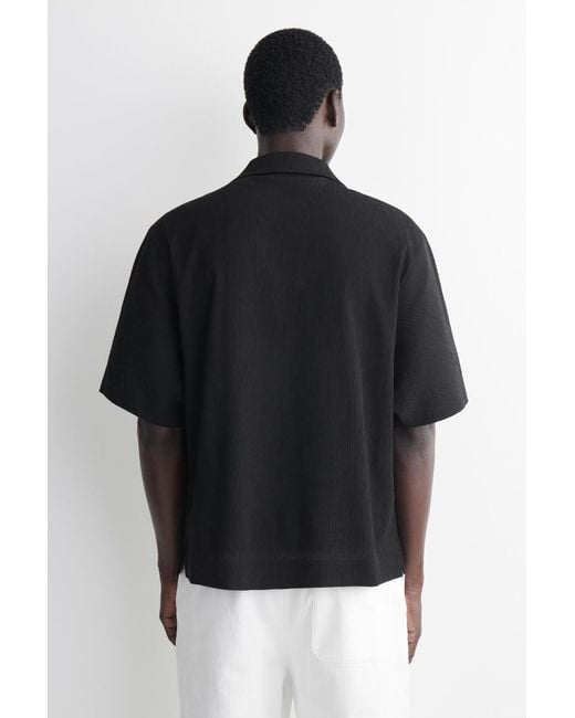 COS Black Crinkled-Cotton Shirt for men