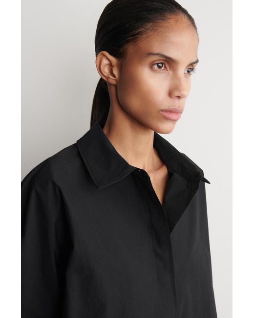 COS Black Oversized Short-Sleeved Cotton Shirt