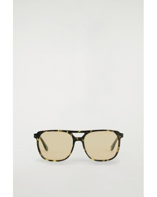 COS Brown Square-Frame Aviator Sunglasses