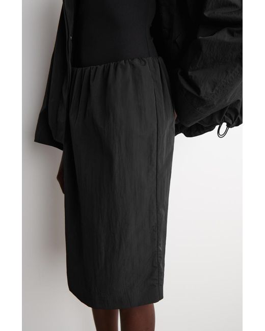 COS Black Gathered Pencil Skirt