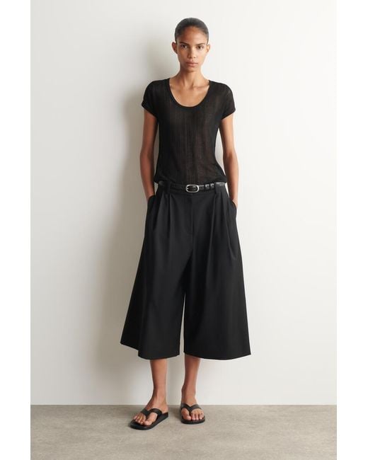 COS Black Diamond-Knit Lace T-Shirt