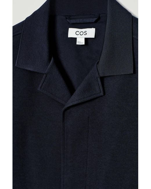 COS Blue Collared Interlock Cotton-Jersey Jacket for men