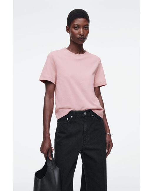 COS Pink Clean Cut Regular T-shirt