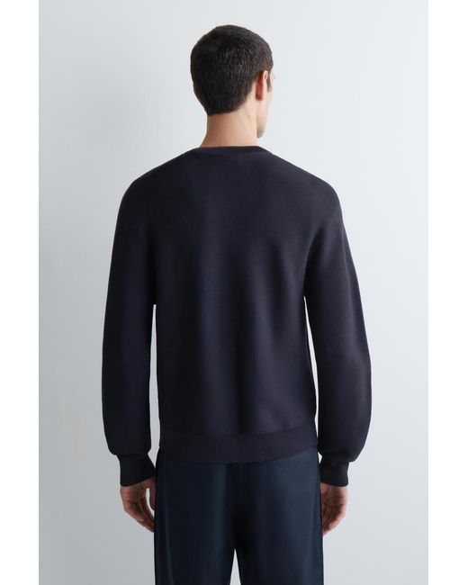 COS Blue Racer-Neck Knitted Jacket for men