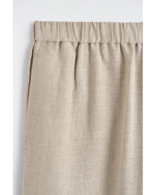 COS Natural Elasticated Linen Regular-Fit Tapered Trousers for men