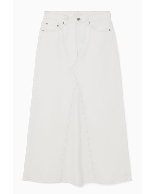 COS White Panelled Denim Maxi Skirt