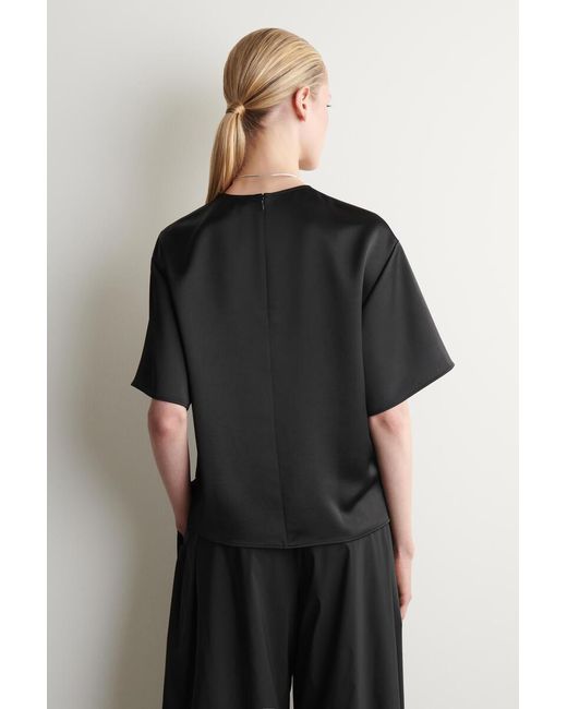 COS Black Oversized Satin T-Shirt