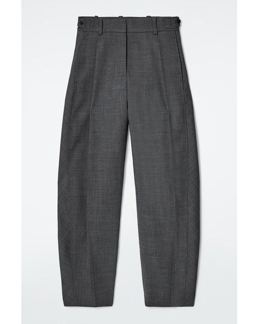 COS Gray Wool-Blend Barrel-Leg Trousers