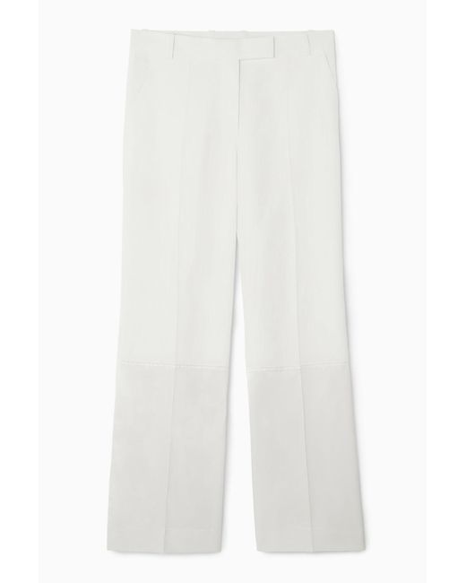 COS White Satin-panelled Wide-leg Trousers