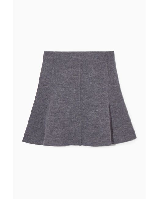 COS Gray Boiled-wool Mini Skirt