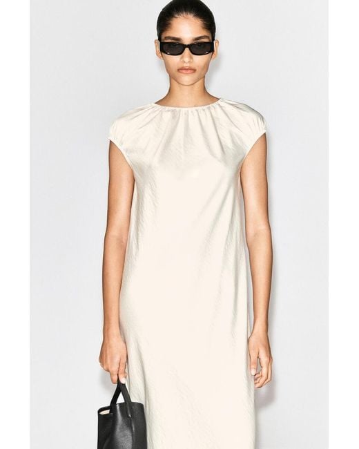COS White Gathered Midi Dress