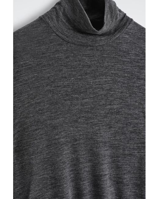 COS Gray Slim Wool-Jersey Roll Neck Top for men