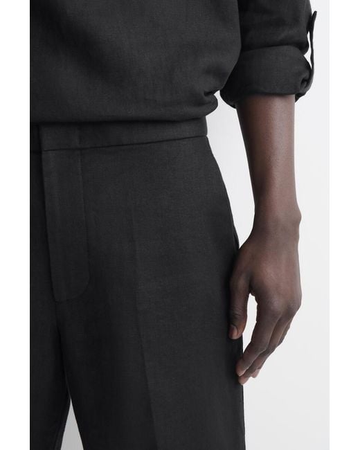 COS Black Tailored Linen Shorts for men
