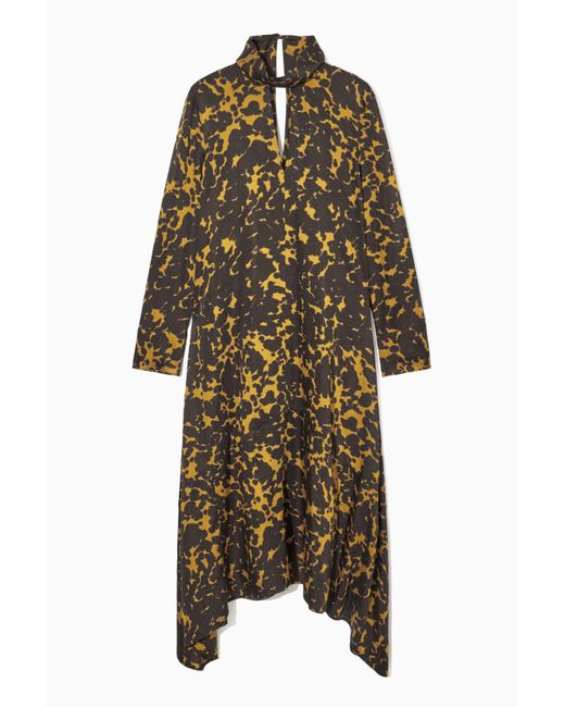 COS Green Asymmetric Printed Midi Dress