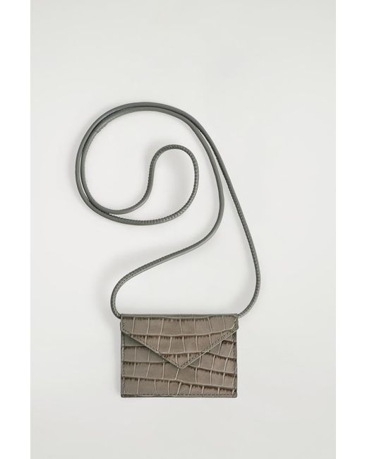 COS Natural Croc-Effect Leather Cardholder