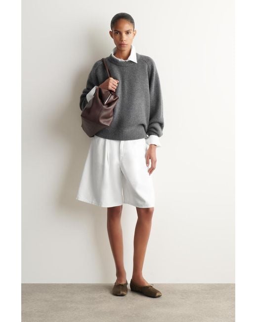 COS Gray Rounded Cashmere Crew-Neck Jumper