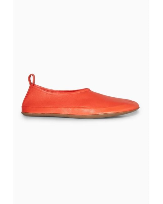 COS Red Leather Ballet Flats