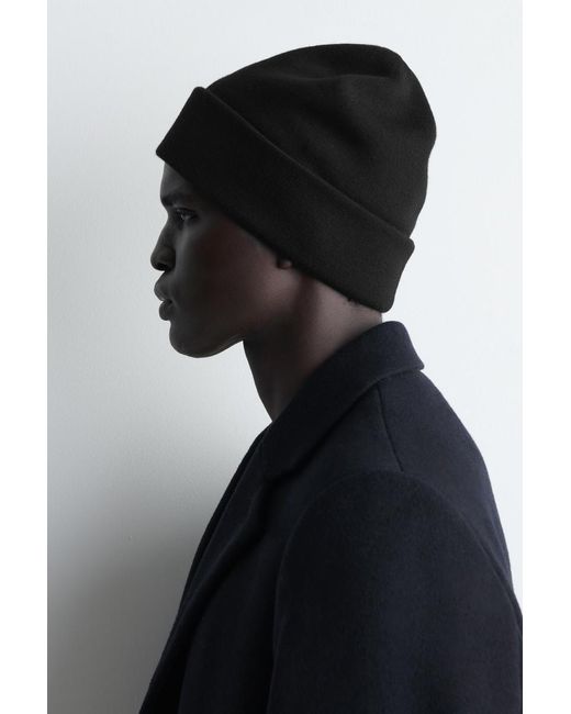 COS Black Double-Faced Wool Beanie for men