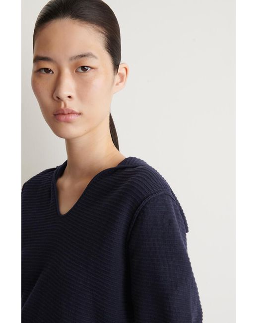 COS Blue Sailor-Collar Knitted Top