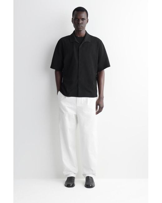 COS Black Crinkled-Cotton Shirt for men