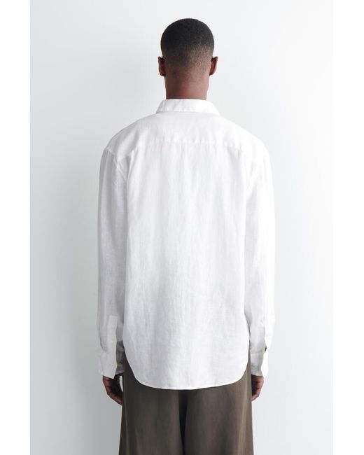 COS White Wide Oversized Cotton Oxford Shirt for men