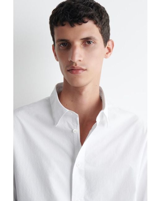 COS White Relaxed Cotton-Poplin Shirt for men