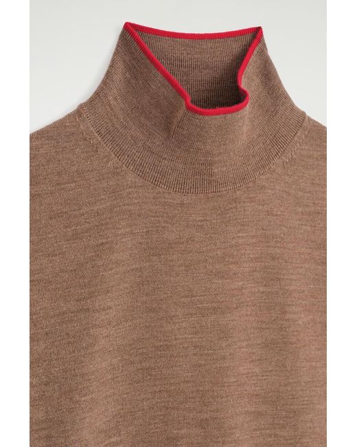 COS Brown Merino Wool Turtleneck Top