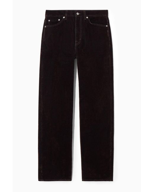 COS Column Flockeddenim Jeans Straight in Black Lyst