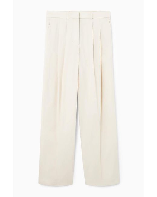 COS White Relaxed Cotton Wide-leg Pants