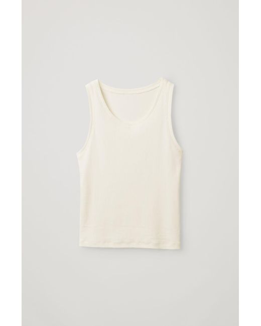 COS White Ribbed Organic Cotton Tank Top for men