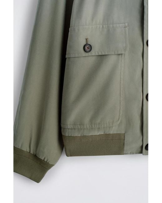 COS Green Funnel-Neck Twill Blouson Jacket for men