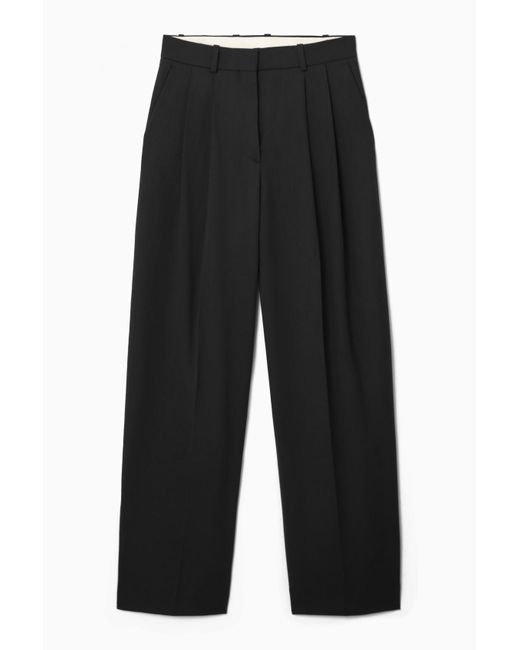 COS Black Wide-leg Tailored Wool Pants
