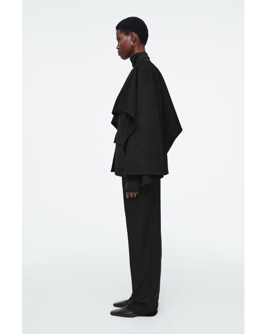 COS Double-Faced Wool Hybrid Cape in Black | Lyst