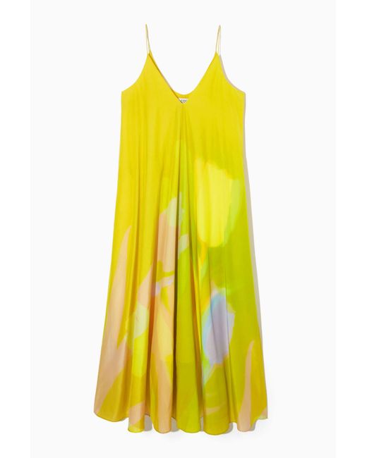 COS Yellow Printed Silk-blend Maxi Dress