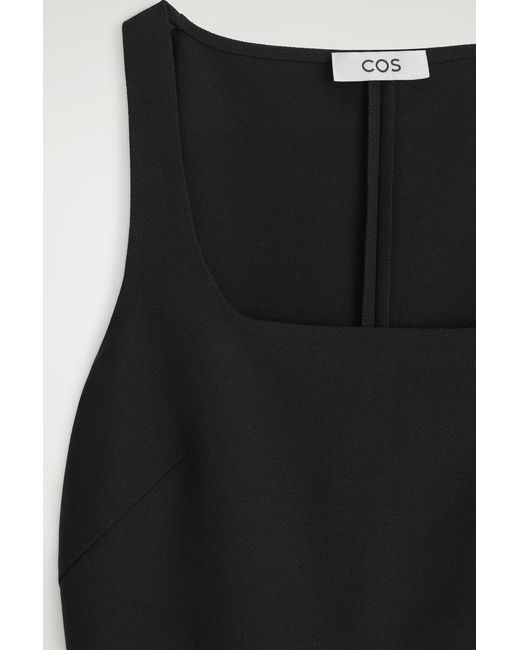 COS Black Square-Neck Crepe-Jersey Dress